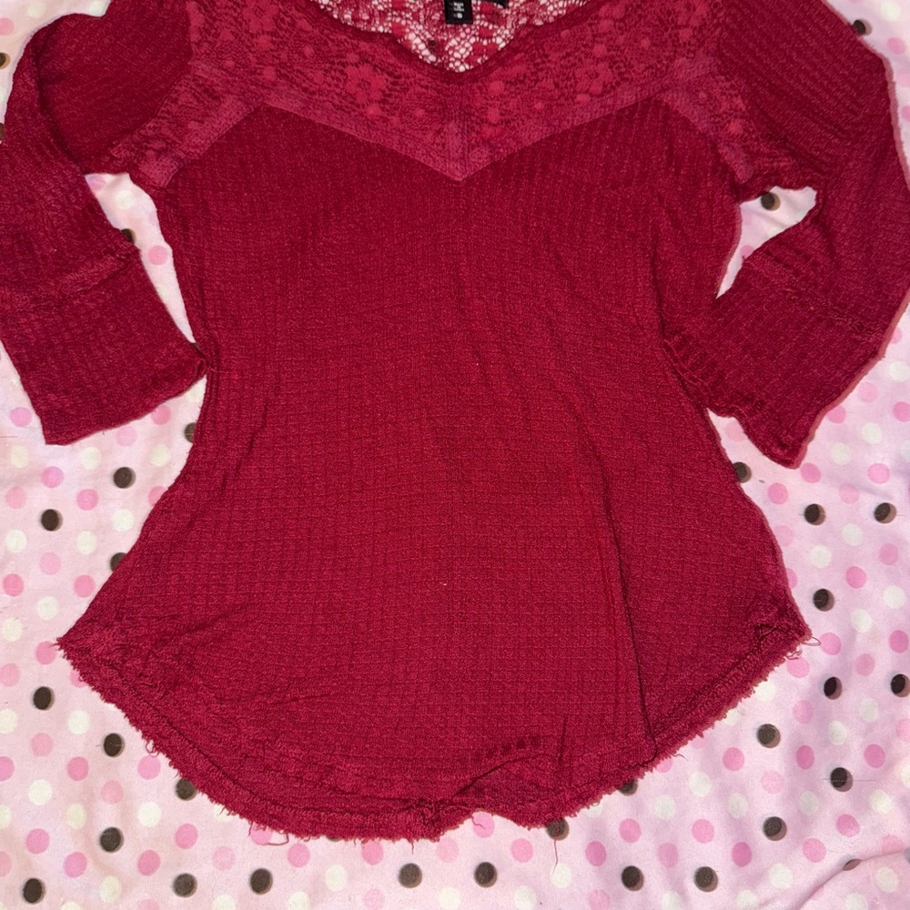 Almost Famous Burgundy Lace Top